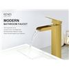 Image 2 : 1 Kenes Bath & Kitchen Gold Vessel Single-Lever Waterfall Bathroom Sink Faucet - New in Box!