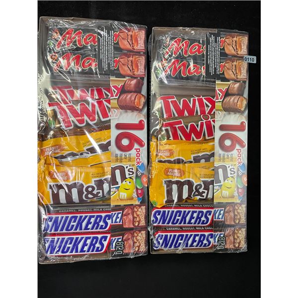 2 Packs of Assorted Chocolate Bars/Candy - 16 Per Pack - Twix - Mars - Snickers - M&M's - New