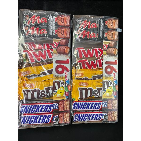 2 Packs of Assorted Chocolate Bars/Candy - 16 Per Pack - Twix - Mars - Snickers - M&M's - New
