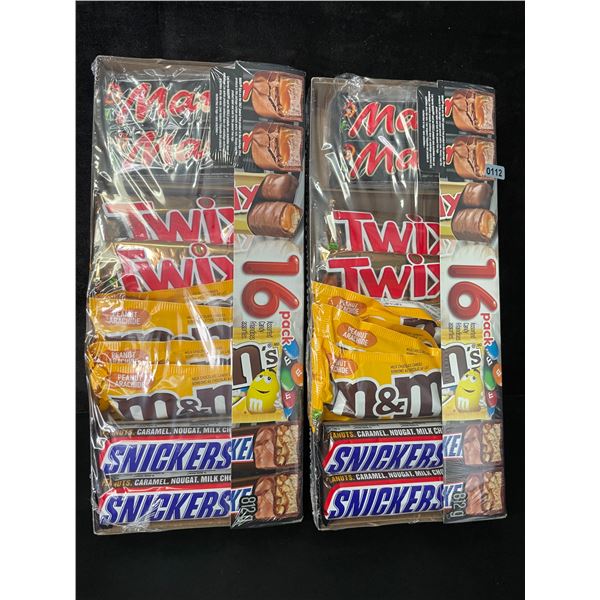 2 Packs of Assorted Chocolate Bars/Candy - 16 Per Pack - Twix - Mars - Snickers - M&M's - New
