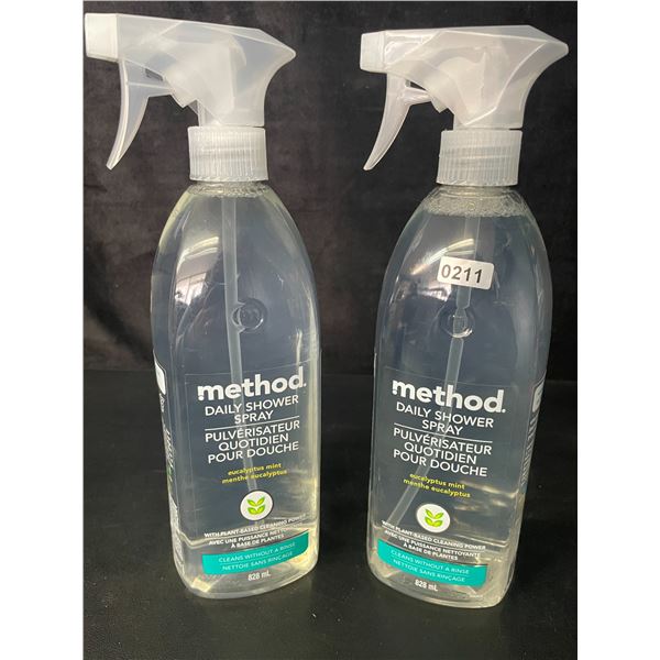 2 Method Plant-Based Daily Shower Sprays - Eucalyptus Mint - 828ml Each - New