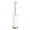 Image 1 : 2 mDesign Compact Plastic Toilet Bowl Brushes with Covered Holders - White/Brass - New