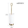 Image 4 : 2 mDesign Compact Plastic Toilet Bowl Brushes with Covered Holders - White/Brass - New