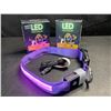Image 2 : 2 Masbrill LED Light-Up Dog Collars/Safety Collars - Size Medium (See Size Chart) Purple - Brand New