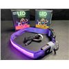 Image 2 : 2 Masbrill LED Light-Up Dog Collars/Safety Collars - Size Medium (See Size Chart) Purple - Brand New