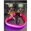 Image 2 : 2 Masbrill LED Light-Up Dog Collars/Safety Collars - Size Small (See Size Chart) Pink - Brand New