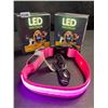 Image 2 : 2 Masbrill LED Light-Up Dog Collars/Safety Collars - Size Small (See Size Chart) Pink - Brand New