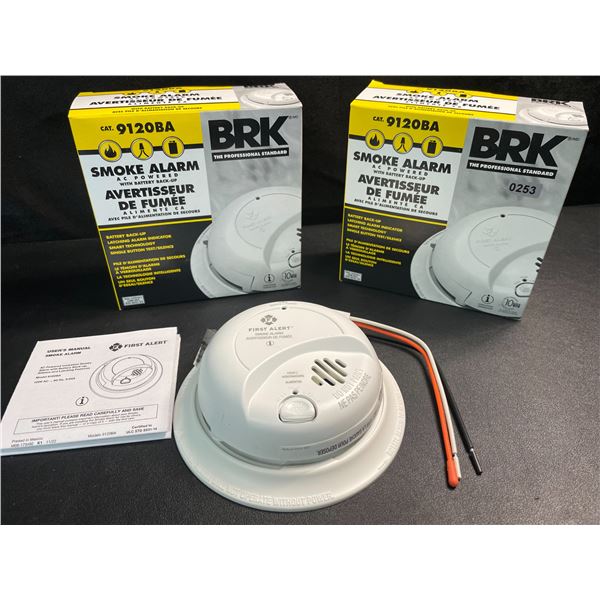 2 BRK 9120BA Hardwired Smoke Alarms with Battery Backup - Brand New!