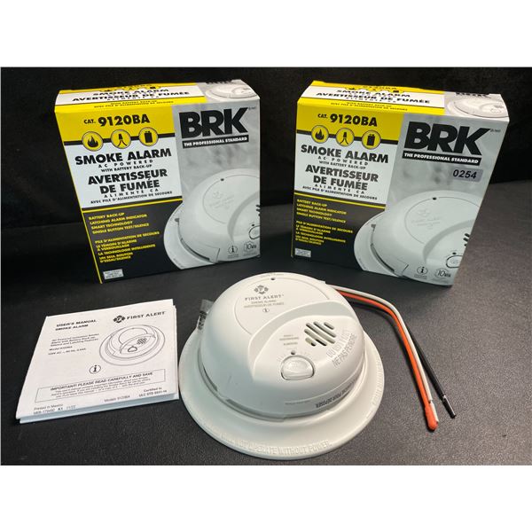 2 BRK 9120BA Hardwired Smoke Alarms with Battery Backup - Brand New!