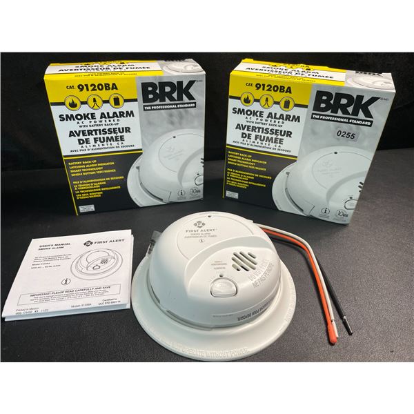2 BRK 9120BA Hardwired Smoke Alarms with Battery Backup - Brand New!