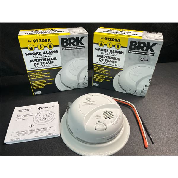 2 BRK 9120BA Hardwired Smoke Alarms with Battery Backup - Brand New!