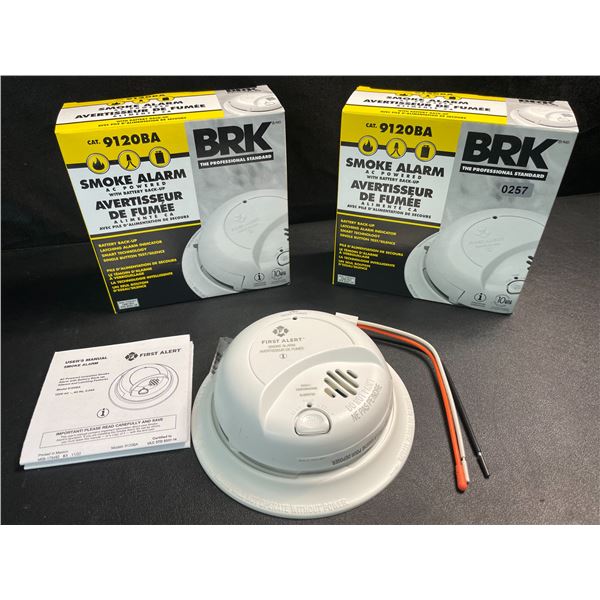 2 BRK 9120BA Hardwired Smoke Alarms with Battery Backup - Brand New!
