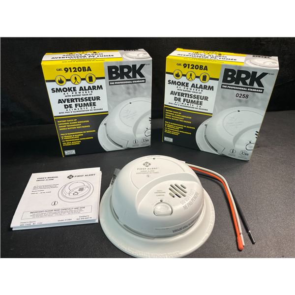 2 BRK 9120BA Hardwired Smoke Alarms with Battery Backup - Brand New!
