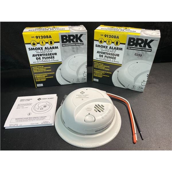 2 BRK 9120BA Hardwired Smoke Alarms with Battery Backup - Brand New!