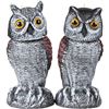 Image 1 : 2PCS Fake Owl Decoy Lawn/Garden Decor Ornaments for Deterring/Scaring Birds - 10" Size - New