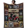Image 1 : 1 Motorcycle Design Plush Blanket/Gift for Men - Large 80" x 60" Blanket Size - New Sealed