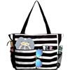 Image 1 : 3 Large Beach Bags for Women - Waterproof Beach Tote Bags - 17" x 15" Size; Black/White Stripes; New