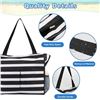 Image 5 : 3 Large Beach Bags for Women - Waterproof Beach Tote Bags - 17" x 15" Size; Black/White Stripes; New