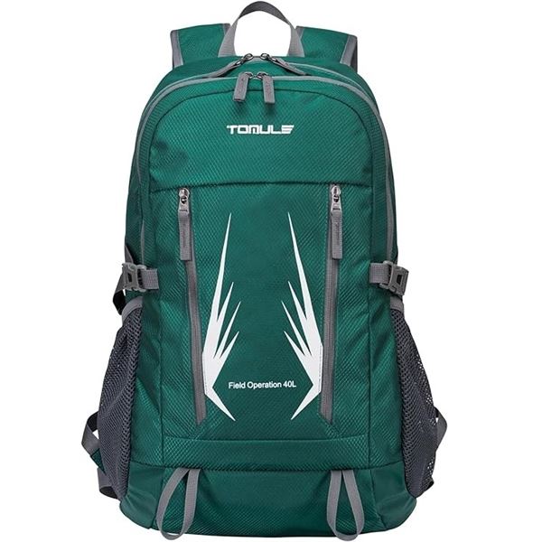 1 Tomule 40L Foldable Lightweight/Compact Hiking Backpack for Travel - Green - New