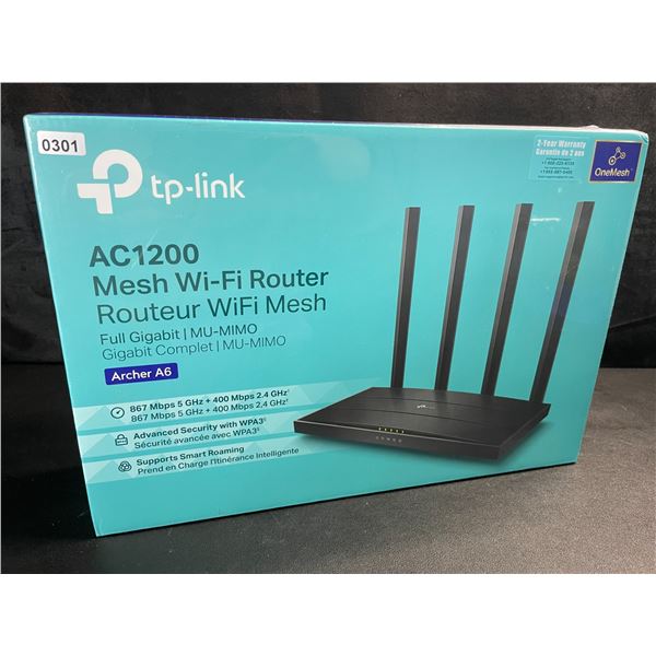 1 TP-Link AC1200 Mesh Wi-Fi Router (Archer A6) - Dual Band MU-MIMO Wireless Internet Router - NEW
