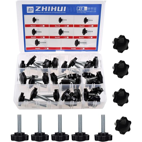 1 Assorted Kit of Hex Shaped Star Knob Screws - New