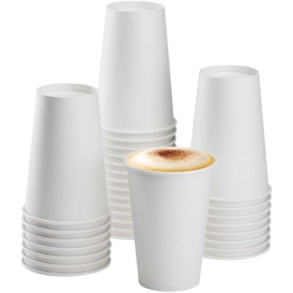 Gourmex 1000 Count Disposable White Coffee Cups - 12oz - Brand New!