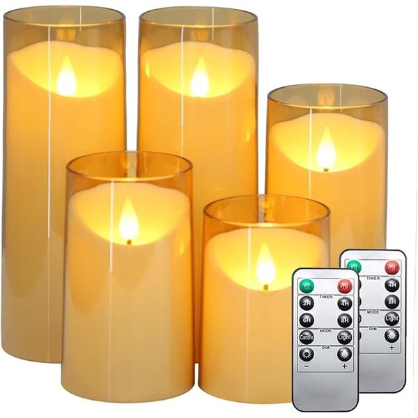 Box of 5 LED Flameless Candles (Battery Operated) w/ Remote Control - (4"/5"/6"/8"/8" Included) New