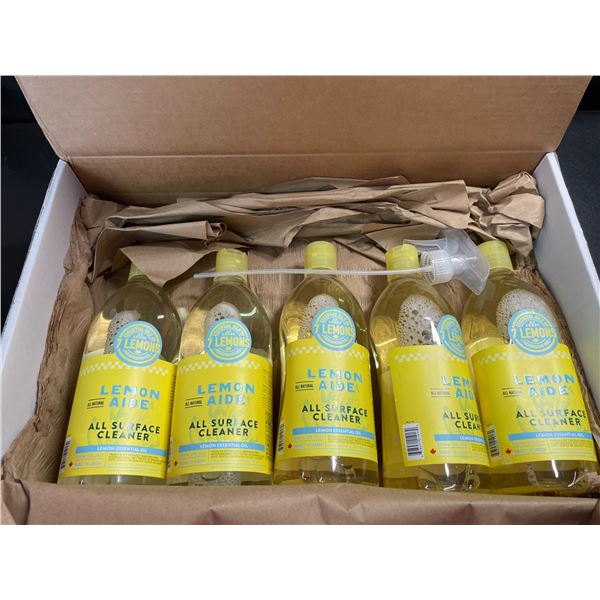 Box of 5 Bottles of Lemon Aide All Purpose Surface Cleaners - 750ml Each - All Natural - New in Box
