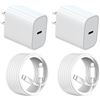 Image 1 : 2 Multi-Packs of iPhone Fast Chargers - 20W Wall Blocks & 6FT Cords (2 Per Pack/4 Total) - New
