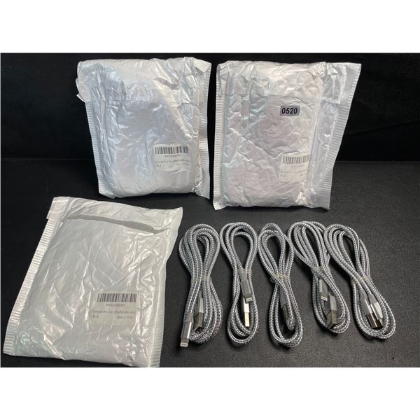 3 Packs of Braided/Heavy Duty iPhone/Lightning Charging Cables - 5 Per Pack/15 Total - New