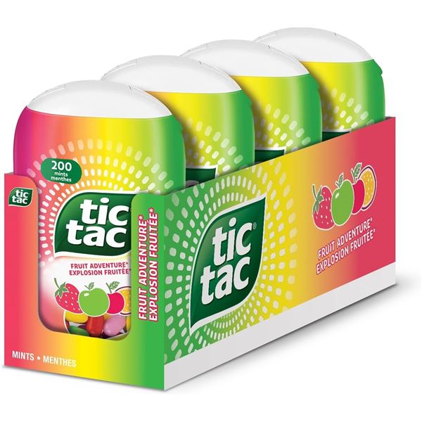 4-Pack of Tic Tac Fruit Adventure Flavored Mint Candy - 200 Per Container - New Sealed