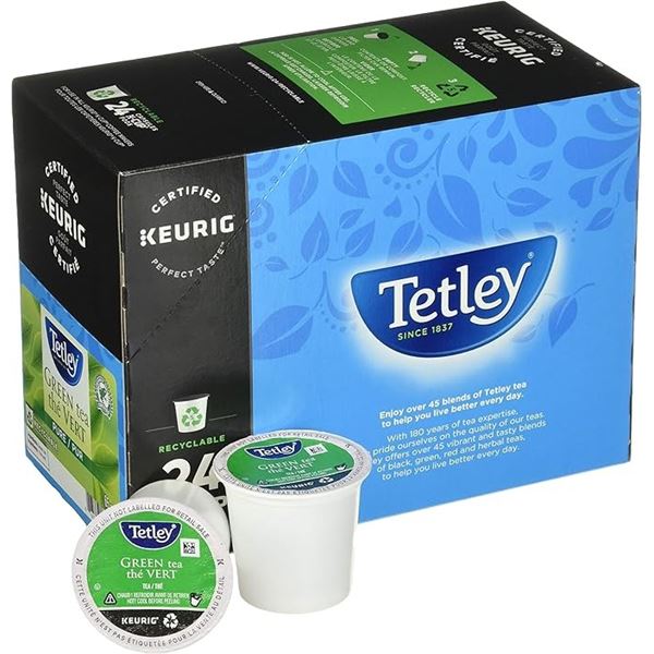 1 Box of Keurig Tetley Green Tea K-Cup Pods - 24 Count - BB: 2026/JN/07 - New Sealed