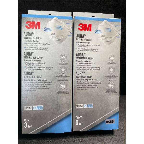 2 Boxes of 3M Aura Particulate Respirator 9205 N95 Face Masks - 3 Per Pack - New
