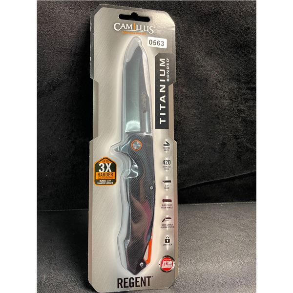 1 Camillus Regent Titanium Bonded Folding Pocket Knife - 8.6" Overall Length - Brand New