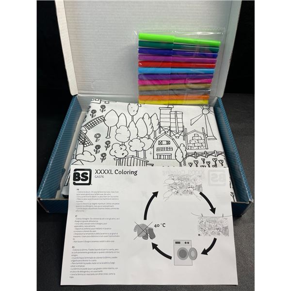1 Giant Washable Reusable Coloring Pad (Color, Wash, Repeat) - 100cm x 60cm w/ Markers - New