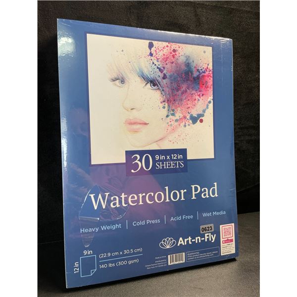 2 Pack of Art-n-Fly Watercolor Pads - 30 Heavy Weight Sheets Each (9in x 12in Size) - New Sealed