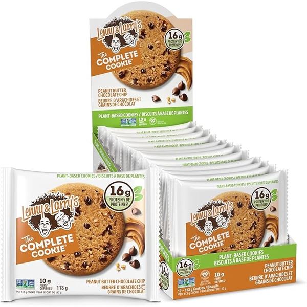 1 Box of Lenny & Larry's Peanut Butter Chocolate Chip Cookies - 12 x 113g Cookies; BB: Oct 2025