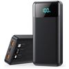 Image 1 : 1 High-Capacity Portable Charger Power Bank - 40,800mAh w/ 3 Built-In Cables - New