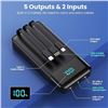 Image 5 : 1 High-Capacity Portable Charger Power Bank - 40,800mAh w/ 3 Built-In Cables - New