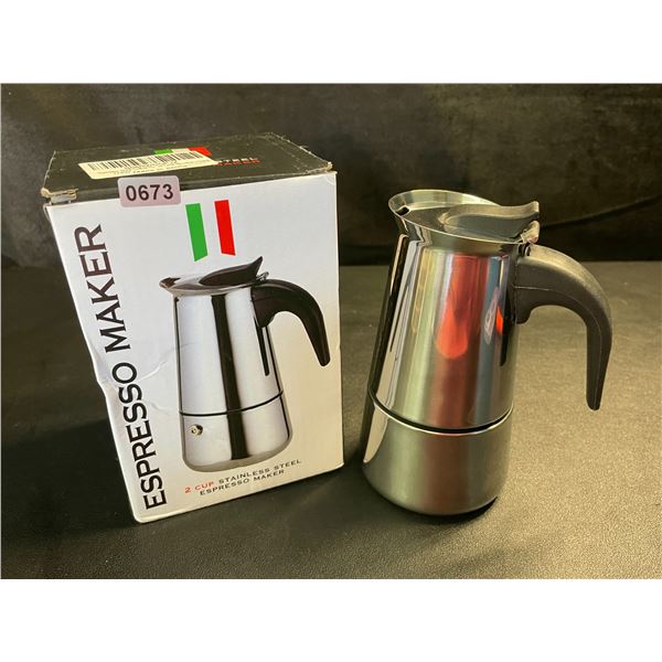 1 Stainless Steel 2-Cup Espresso Maker - New in Box