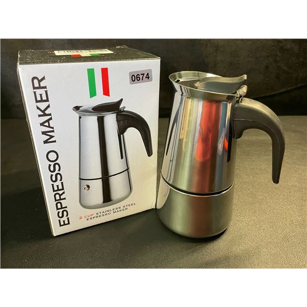 1 Stainless Steel 2-Cup Espresso Maker - New in Box