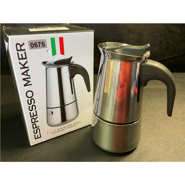 1 Stainless Steel 2-Cup Espresso Maker - New in Box
