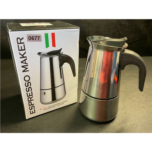 1 Stainless Steel 2-Cup Espresso Maker - New in Box