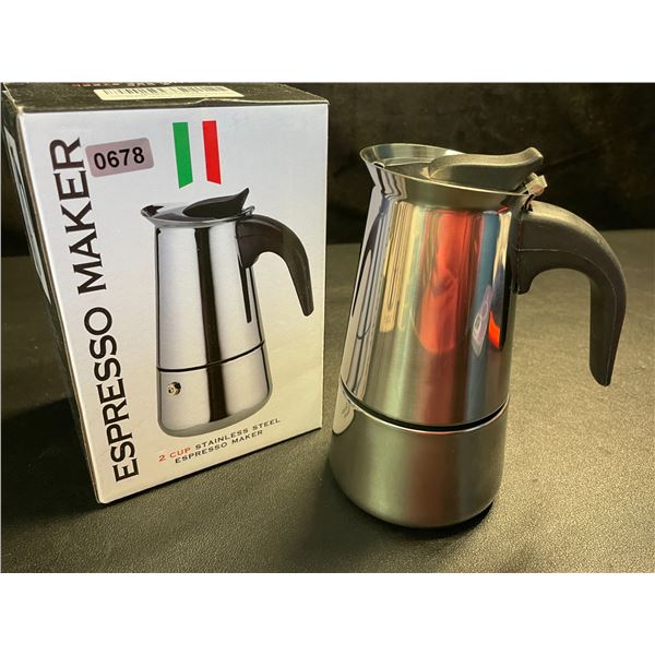 1 Stainless Steel 2-Cup Espresso Maker - New in Box