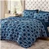 Image 1 : 1 Bedsure Twin Size Bed Comforter Set - 68" x 88" - Navy Blue/White Geometric Design - New