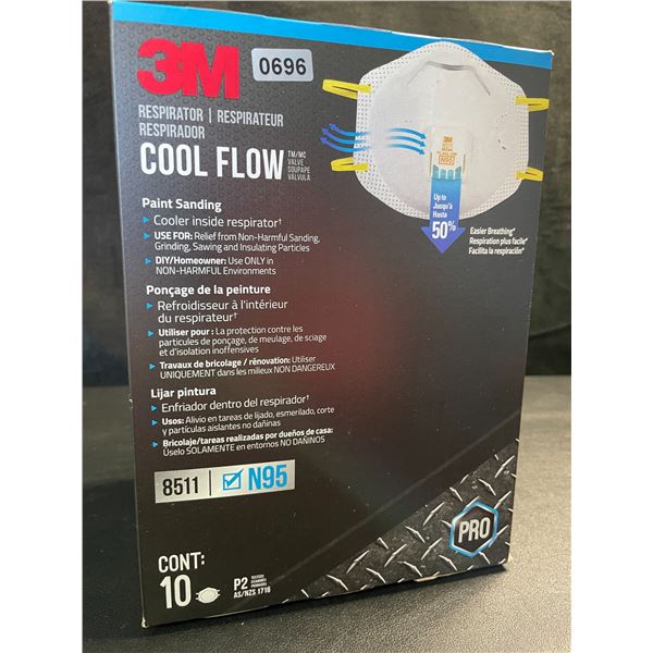 1 Box of 3M Cool Flow N95 Particulate Respirator Face Masks - 10 Count - Brand New
