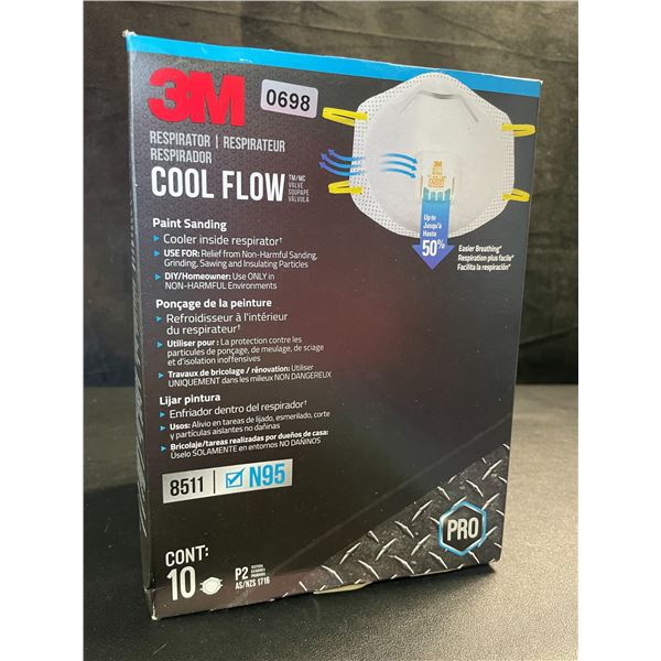 1 Box of 3M Cool Flow N95 Particulate Respirator Face Masks - 10 Count - Brand New