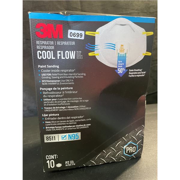 1 Box of 3M Cool Flow N95 Particulate Respirator Face Masks - 10 Count - Brand New