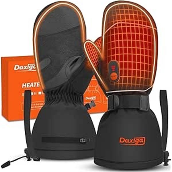 1 Pair of Daxiga Heated Mittens w/ 5000mAh Rechargeable Battery Pack - Size L - Waterproof; New