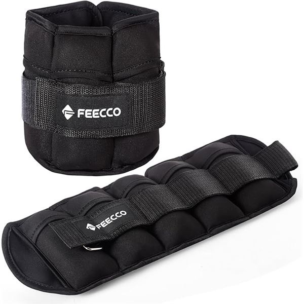 1 Box of Feecco Adjustable Ankle Weights - 5LBs x 2 Weights - Black - New in Box